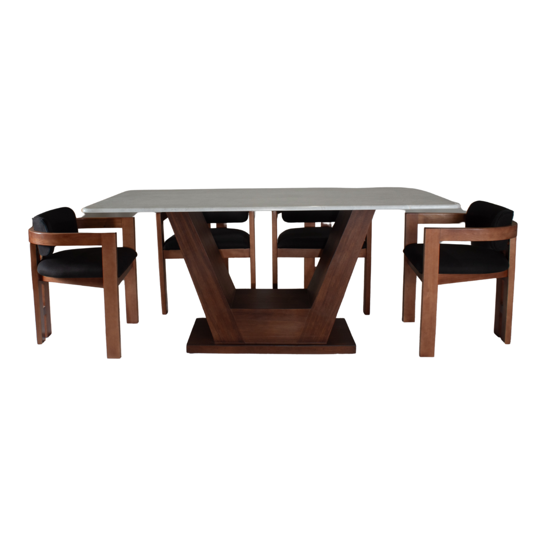 Mesa de mármol con sillas